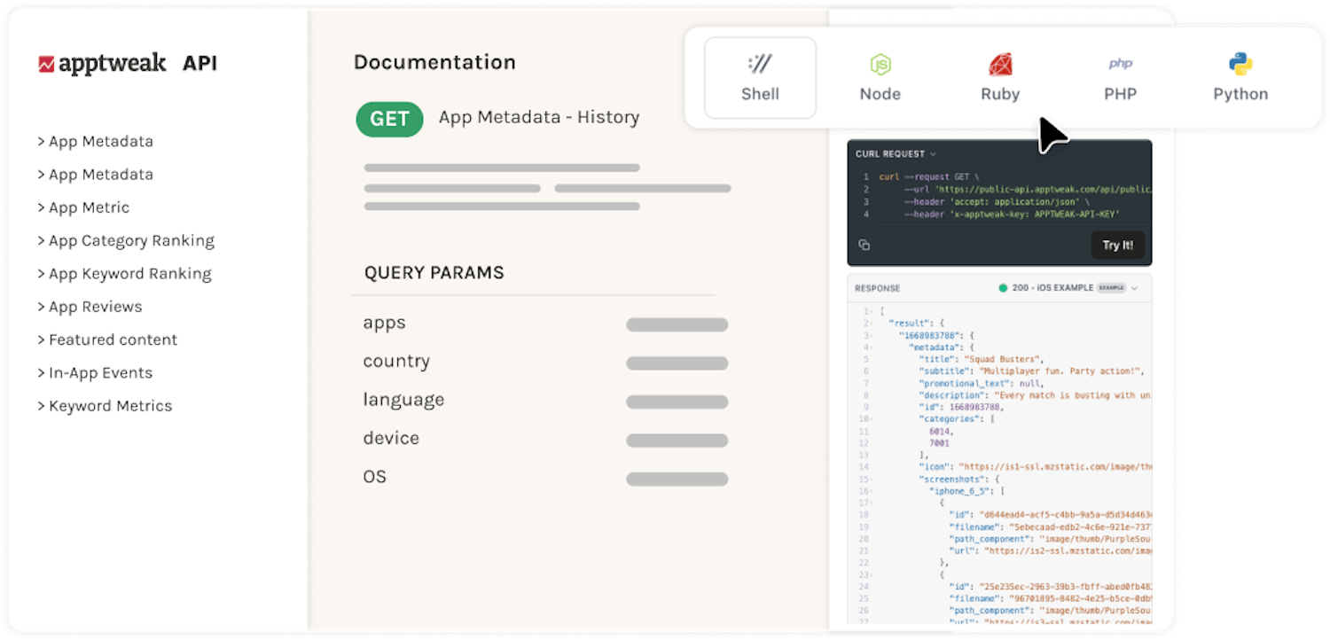 App Store API - Intuitive documentation